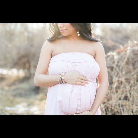 Fillyboo embroidered maternity dress in pink- - Picture 3 of 3